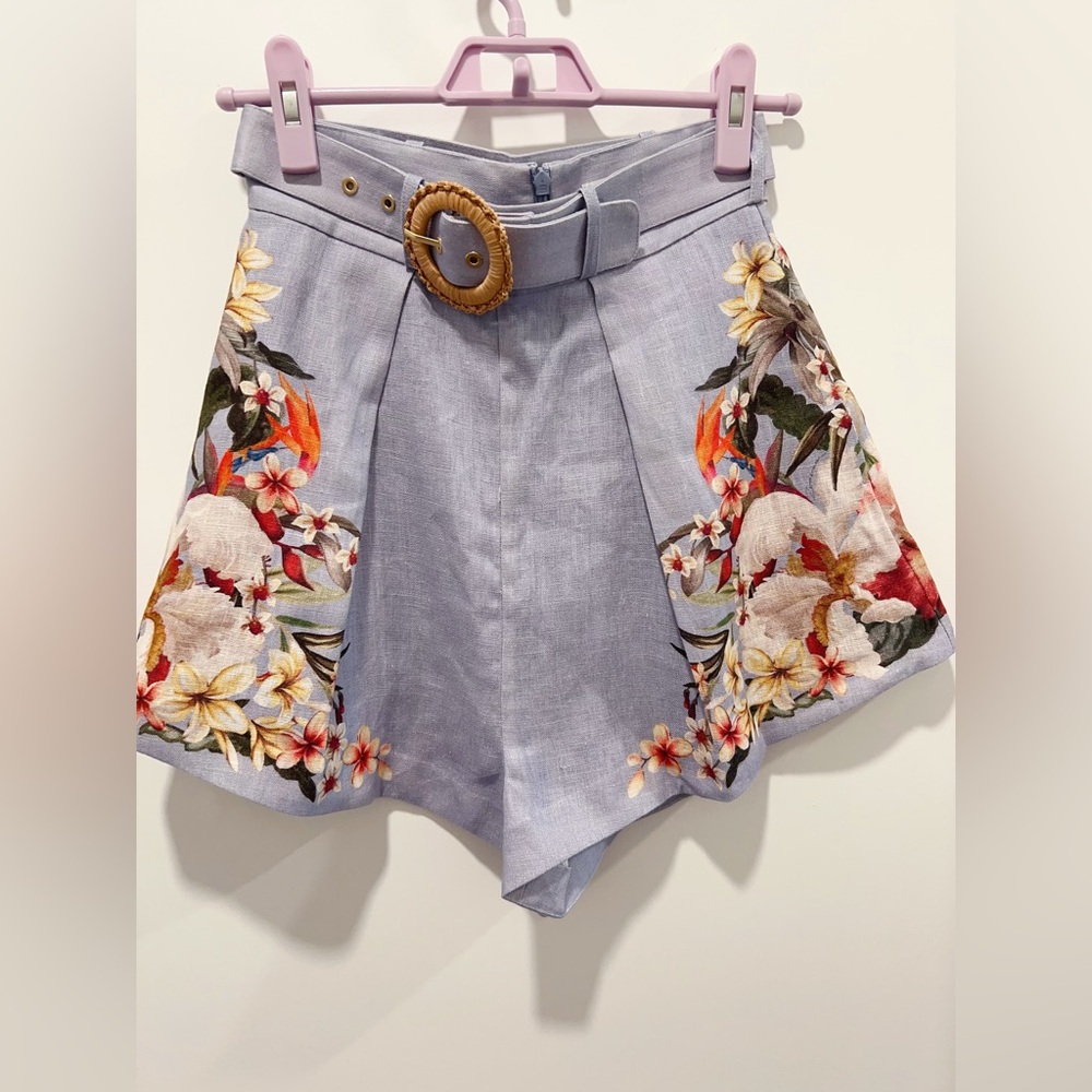AU0 NWT Zimmermann Lexi Short in Blue Palm